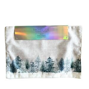 Rachel Zoe Christmas Placemats 13x19 Set of 4 Holiday Snowy Winter Forest New